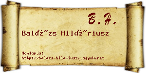 Balázs Hiláriusz névjegykártya